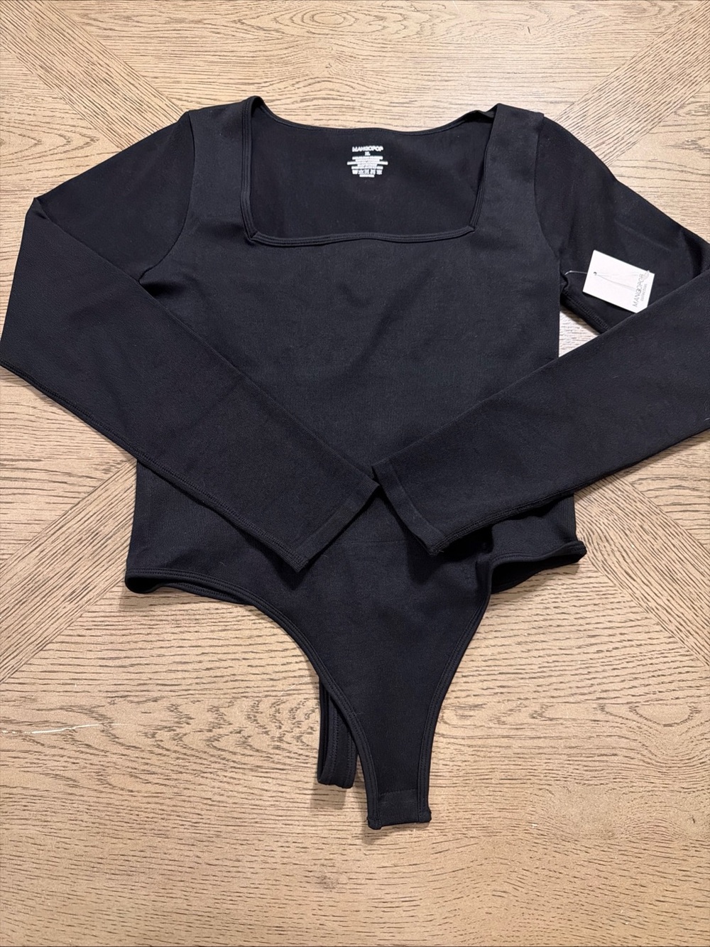 MANGOPOP Women's Black Long Sleeve Bodysuit Size XL